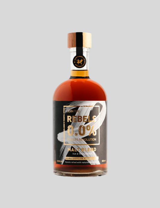 Rebels 0.0% Whisky – bealkoholinė viskio alternatyva 500 ml butelyje