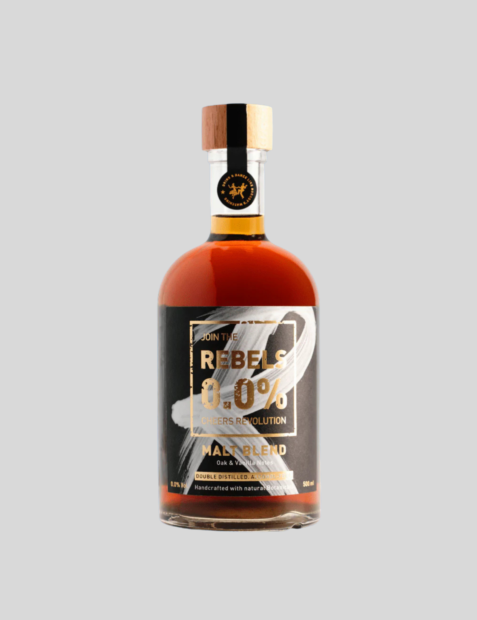 Rebels 0.0% Whisky – bealkoholinė viskio alternatyva 500 ml butelyje